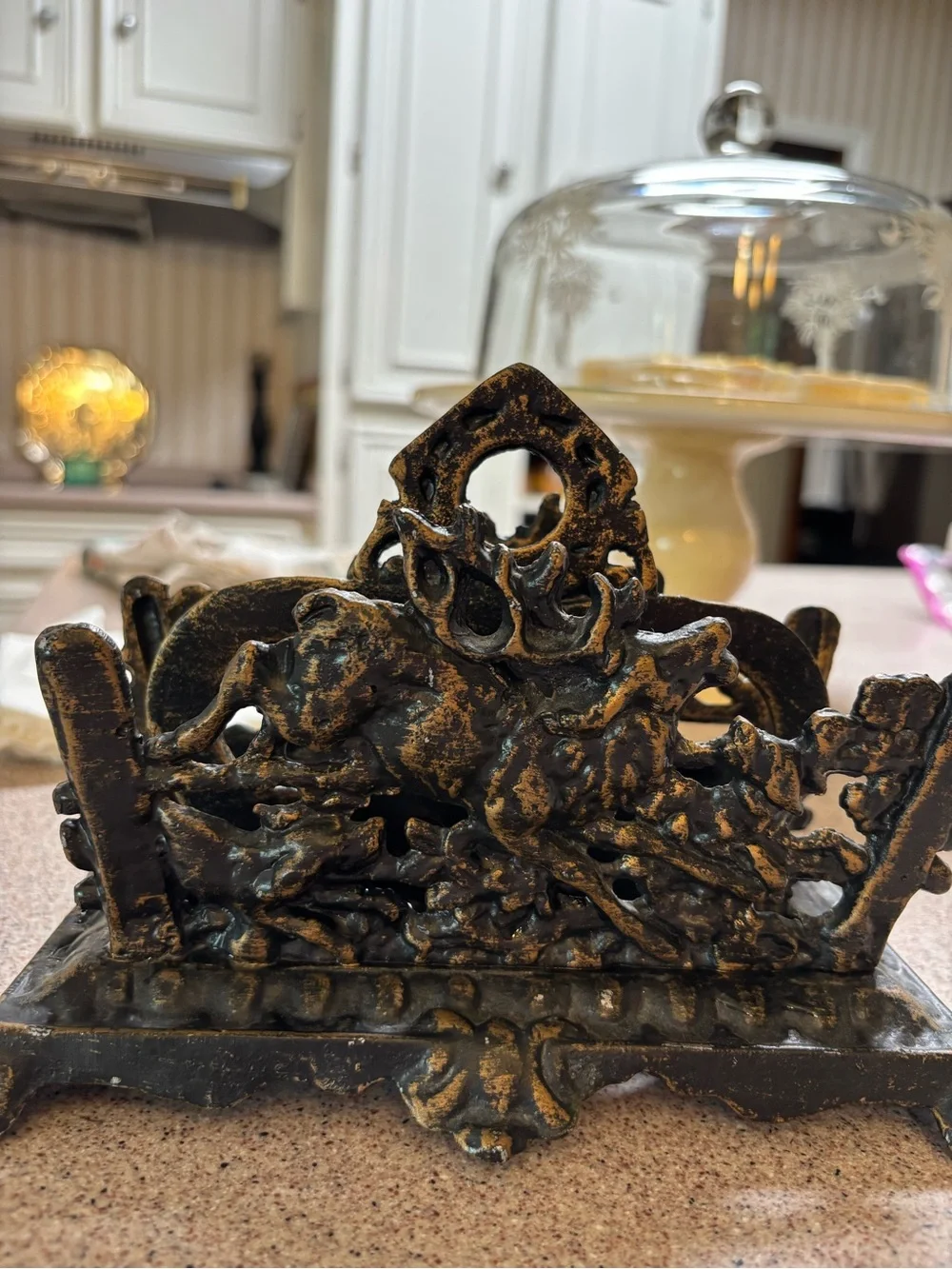 Vintage Metal Envelope Holder with the Hunt Scene,antique Brass finish.